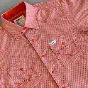 Rocawear Red Micro-Check Casual Button-Down Shirt